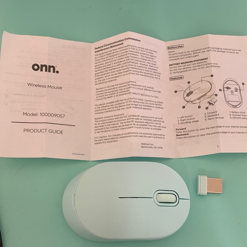 ONN Wireless Mouse - Light Blue